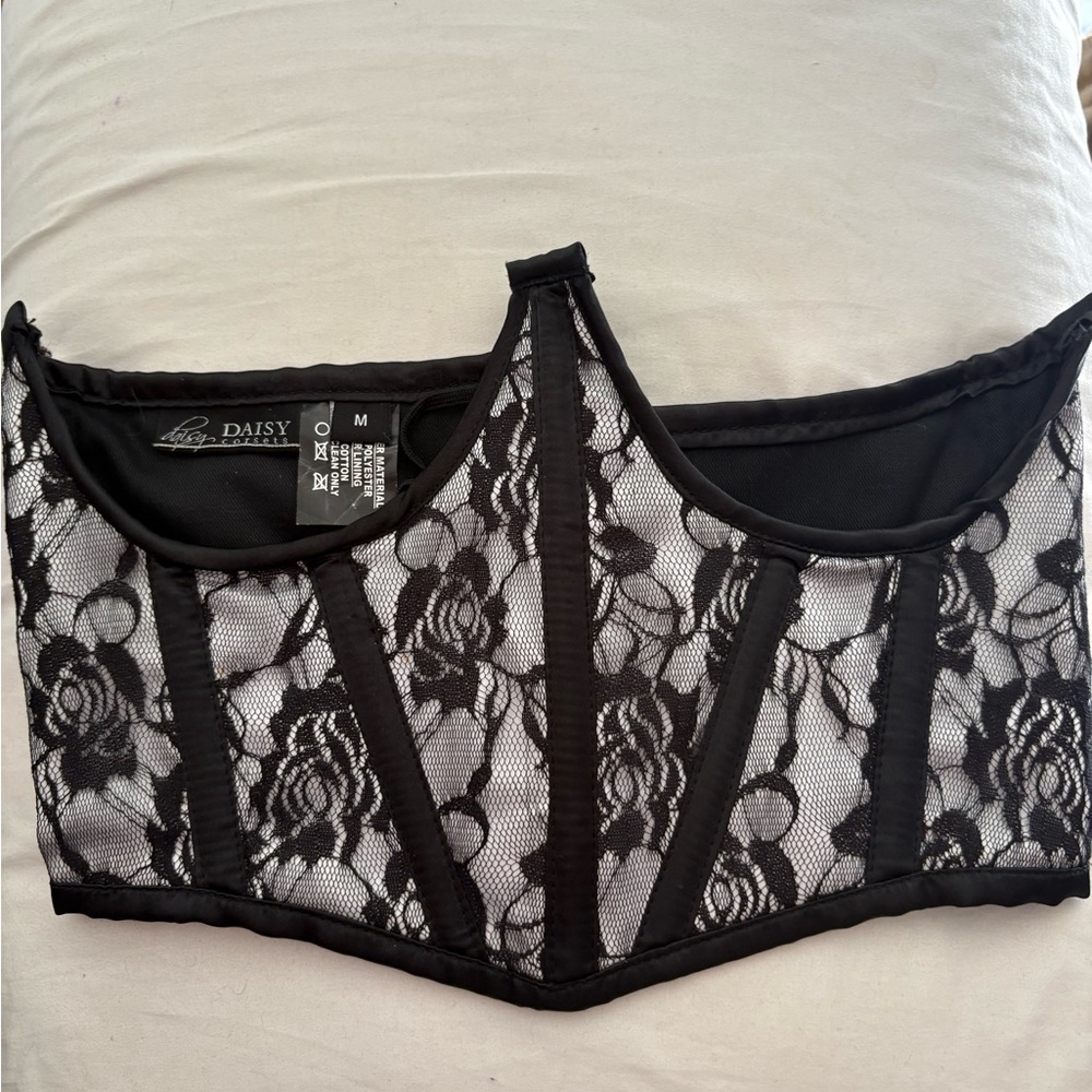 Daisy Black and White Lace Bustier